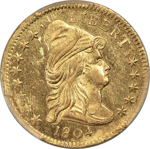 Picture of 1804 DRAPED BUST $2.5, 14 STARS REVERSE MS63 