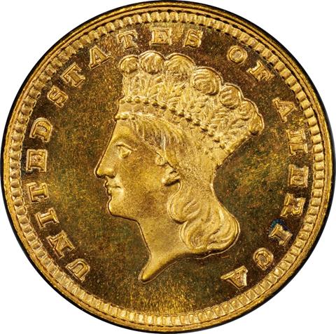Picture of 1874 GOLD G$1, TYPE 3 MS68  Picture of 1874 GOLD G$1, TYPE 3 MS68