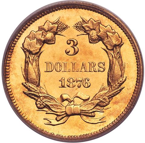 Picture of 1876 INDIAN PRINCESS $3 PR65 Deep Cameo