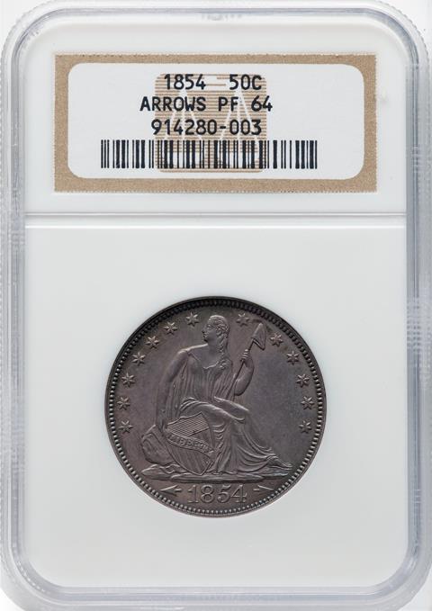 Picture of 1854 LIBERTY SEATED 50C, ARROWS PR64 