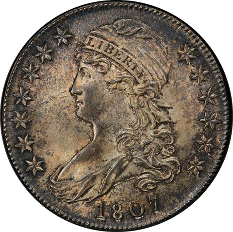 Picture of 1807 CAPPED BUST 50C, LARGE STARS 50/20 MS64+ 