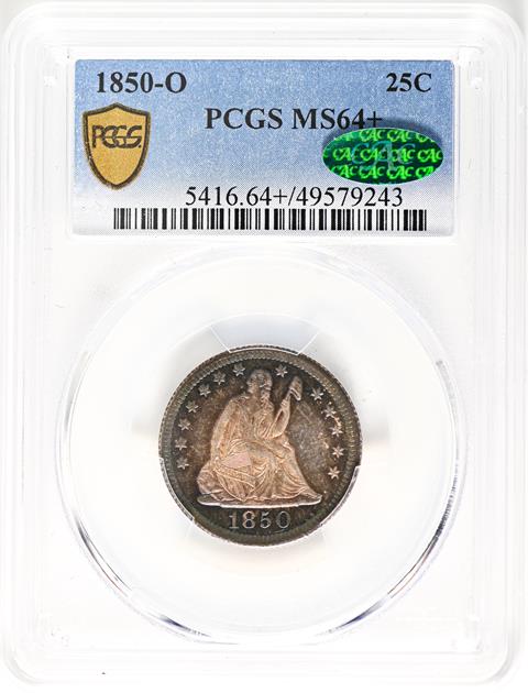 Picture of 1850-O LIBERTY SEATED 25C, NO MOTTO MS64+ 