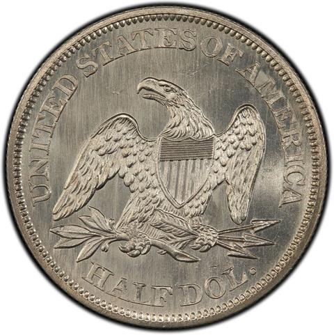 Picture of 1863 LIBERTY SEATED 50C, NO MOTTO MS66 