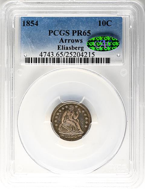 Picture of 1854 LIBERTY SEATED 10C, ARROWS PR65 