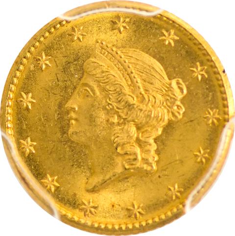 Picture of 1849 GOLD G$1, NO L MS66+ 