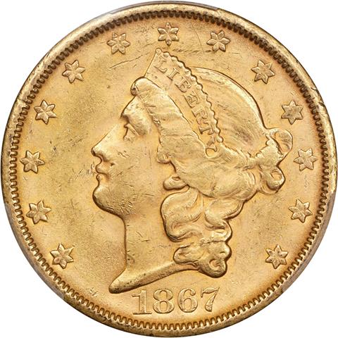 Picture of 1867-S LIBERTY HEAD $20 MS62 