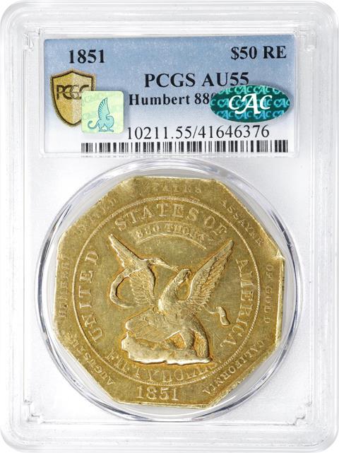 Picture of 1851 HUMBERT $50, HUMBERT 880 THOUS AU55 