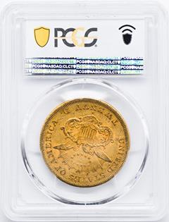 Picture of 1866-S LIBERTY HEAD $20, NO MOTTO AU58 