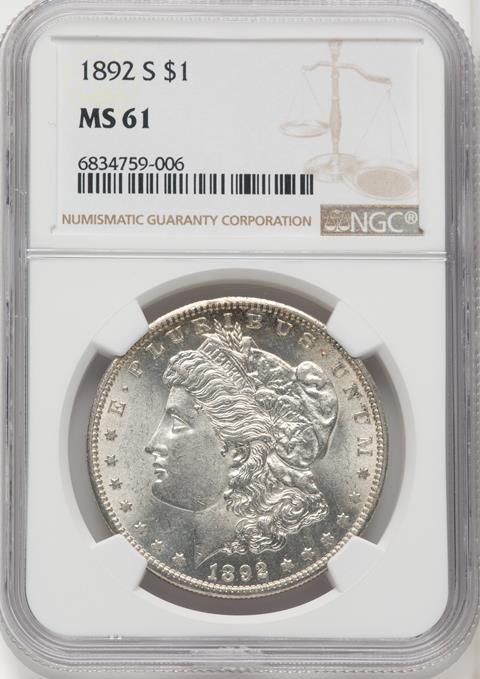 Picture of 1892-S MORGAN S$1 MS61 