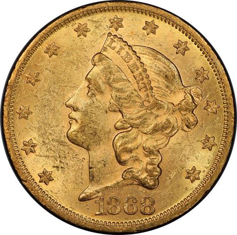 Picture of 1868 LIBERTY HEAD $20 MS61 