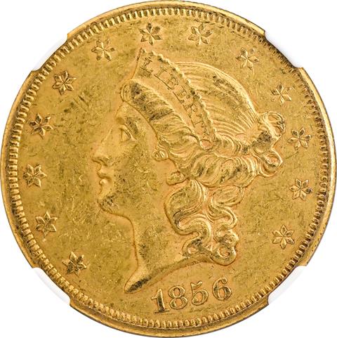 Picture of 1856 LIBERTY HEAD $20 AU55 