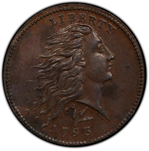 Picture of 1793 WREATH 1C, LETTERED EDGE MS62 Brown