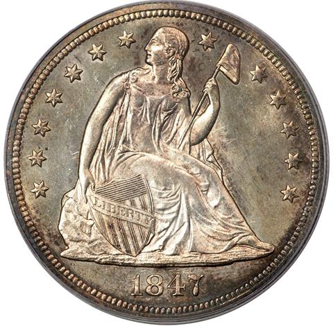 Picture of 1847 LIBERTY SEATED S$1, NO MOTTO MS65 