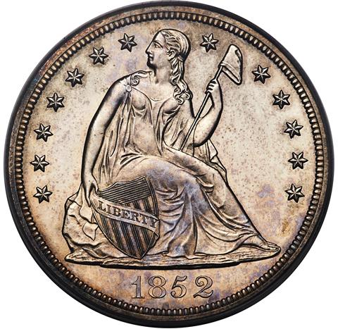 Picture of 1852 LIBERTY SEATED S$1, RESTRIKE PR63  Picture of 1852 LIBERTY SEATED S$1, RESTRIKE PR63