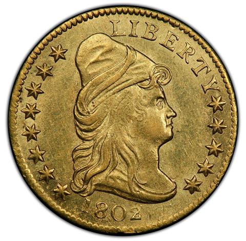 Picture of 1802/'1' DRAPED BUST $2.5 MS62+ 