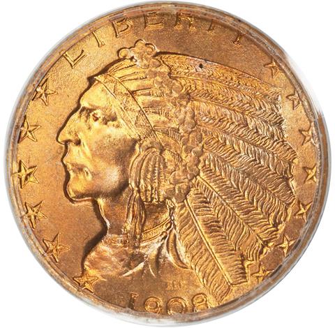 Picture of 1908-S INDIAN HEAD $5 MS67 