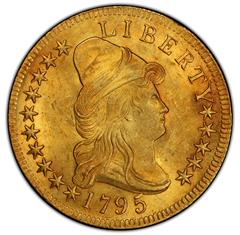 Picture of 1795 DRAPED BUST $10, 13 LEAVES, SMALL EAGLE MS64+ 