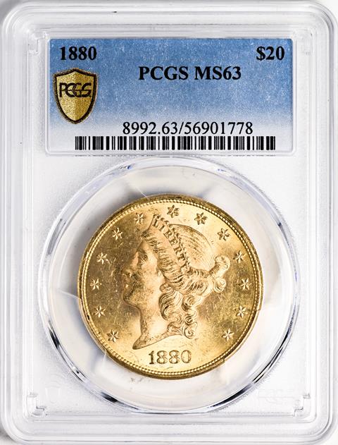Picture of 1880 LIBERTY HEAD $20 MS63 