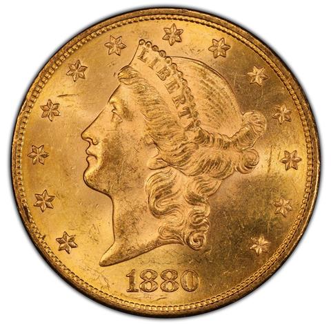 Picture of 1880 LIBERTY HEAD $20 MS63 