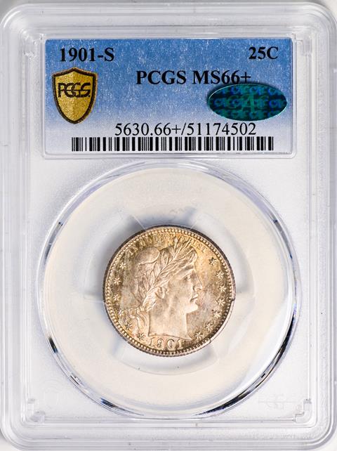 Picture of 1901-S BARBER 25C MS66+ 