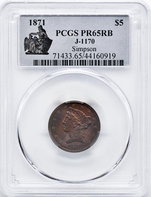 Picture of 1871 $5 J-1170 PR65 Red Brown