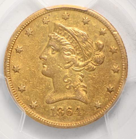 1864-S LIBERTY HEAD $10