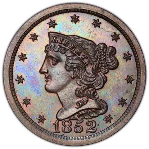 Picture of 1852 BRAIDED HAIR 1/2C, RESTRIKE PR65 Brown