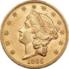 Picture of 1866 LIBERTY HEAD $20, MOTTO MS62 