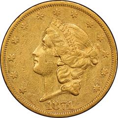 Picture of 1871-CC LIBERTY HEAD $20 AU53 