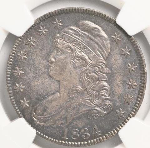 Picture of 1834 CAPPED BUST 50C, LARGE DATE, SMALL LETTERS MS65  Picture of 1834 CAPPED BUST 50C, LARGE DATE, SMALL LETTERS MS65