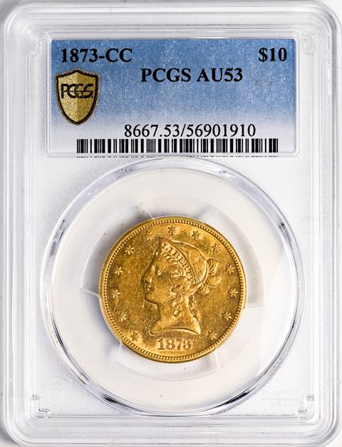 Picture of 1873-CC LIBERTY HEAD $10 MS53 