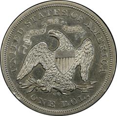 Picture of 1873-CC LIBERTY SEATED S$1, SEATED AU55 