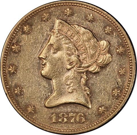 1876 LIBERTY HEAD $10