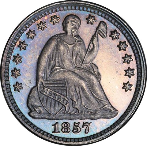 1857 LIBERTY SEATED H10C