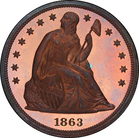 Picture of 1863 S$1 J-346 PR67 Red Brown