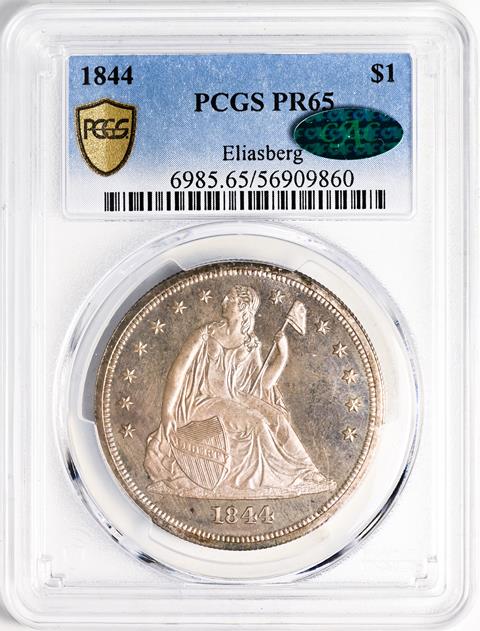 Picture of 1844 LIBERTY SEATED S$1, NO MOTTO PR65 