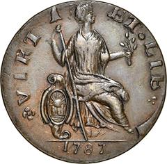 Picture of 1787 NOVA EBOR, SEATED RT COPPER MS64 Brown