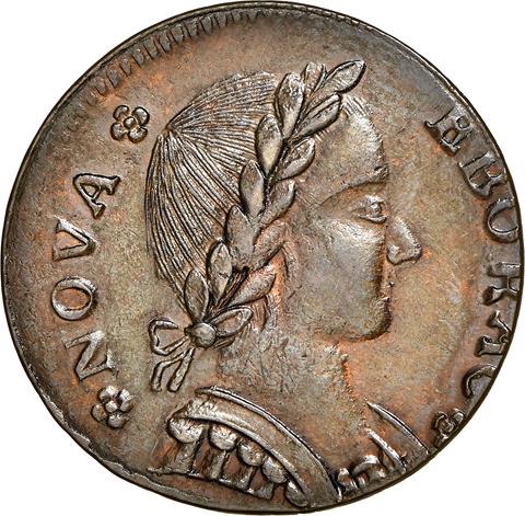 Picture of 1787 NOVA EBOR, SEATED RT COPPER MS64 Brown