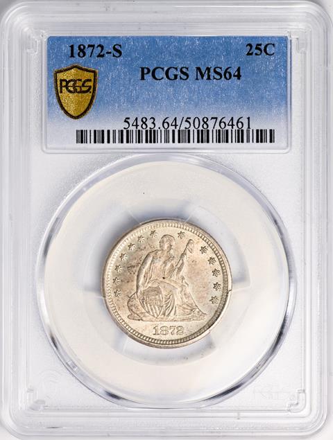 Picture of 1872-S LIBERTY SEATED 25C, MOTTO MS64 