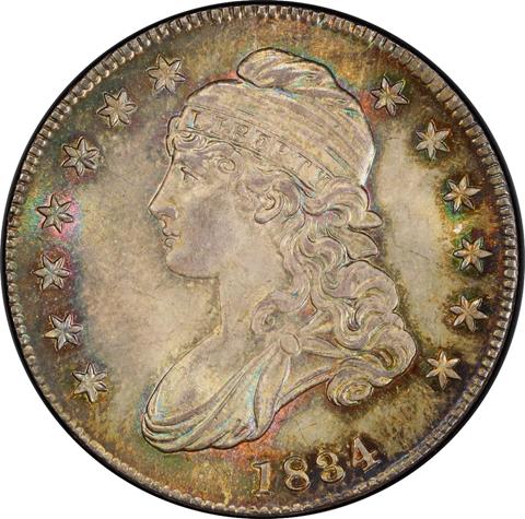 Picture of 1834 CAPPED BUST 50C, SMALL DATE, SMALL LETTERS MS66  Picture of 1834 CAPPED BUST 50C, SMALL DATE, SMALL LETTERS MS66