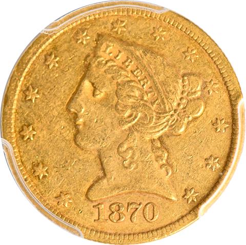 Picture of 1870-CC LIBERTY $5 XF45 