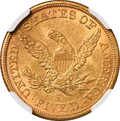 Picture of 1865-S LIBERTY $5 AU58 