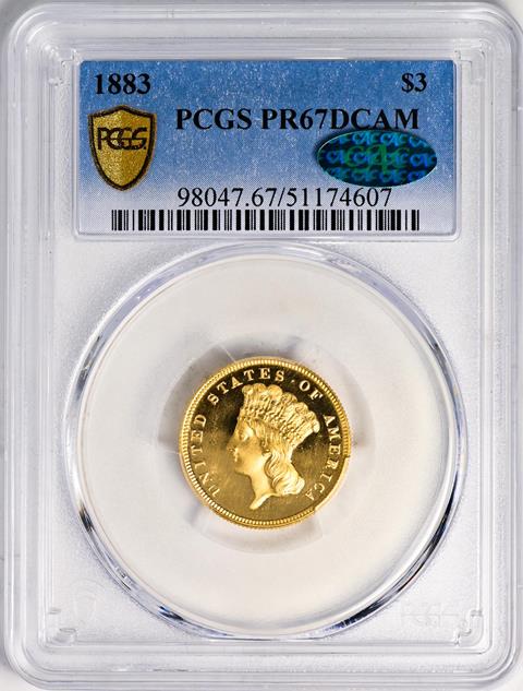 Picture of 1883 INDIAN PRINCESS $3 PR67 Deep Cameo