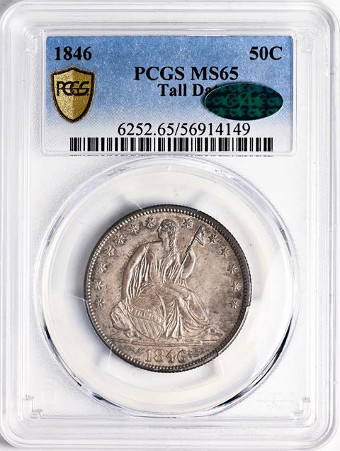 Picture of 1846 LIBERTY SEATED 50C, TALL DATE MS65 