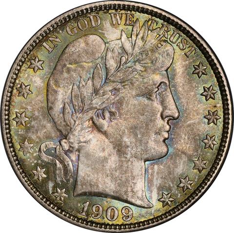 Picture of 1909-O BARBER 50C MS66+  Picture of 1909-O BARBER 50C MS66+