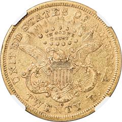 Picture of 1870-CC LIBERTY HEAD $20 AU53 