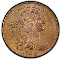 Picture of 1798 DRAPED BUST 1C, 2ND HAIR STYLE MS65 Red Brown