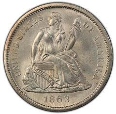 Picture of 1863-S LIBERTY SEATED 10C MS65 