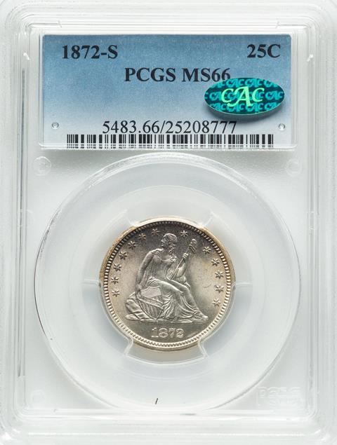 Picture of 1872-S LIBERTY SEATED 25C, MOTTO MS66 