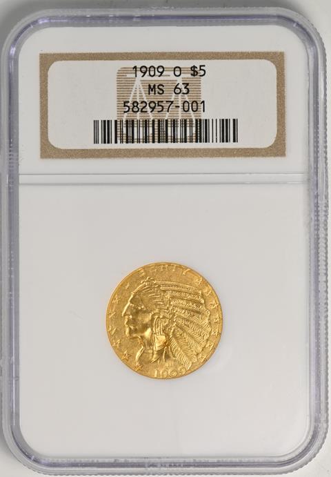 Picture of 1909-O INDIAN HEAD $5 MS63 